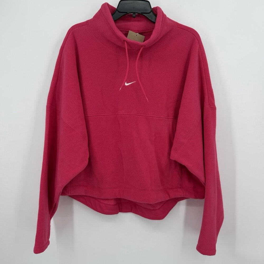 Nike One Women's Therma-FIT Oversized Hooded Pullover Fleece Sweatshirt size L